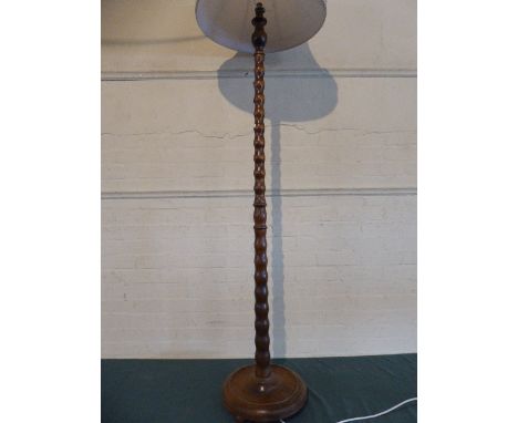 An Edwardian Oak Standard Lamp with Bobbin Support 