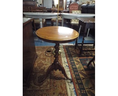 A 19th Century Mahogany Tripod Wine Table with Barley Twist Support, 44cm Diameter 