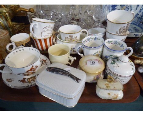 A Royal Worcester Fox Hunting Cup and Saucer Together with Various Mugs and Tankards, Sardine Box Etc