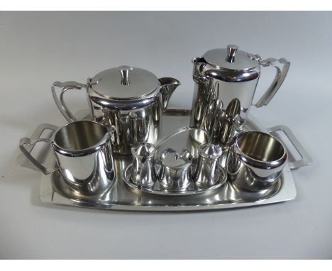 An Old Hall Four Piece Tea Service with Tray Together with Cruet Set 