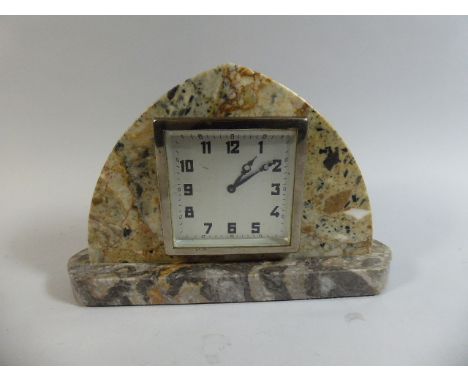 A French Art Deco Marble Mantle Clock, 17cm High