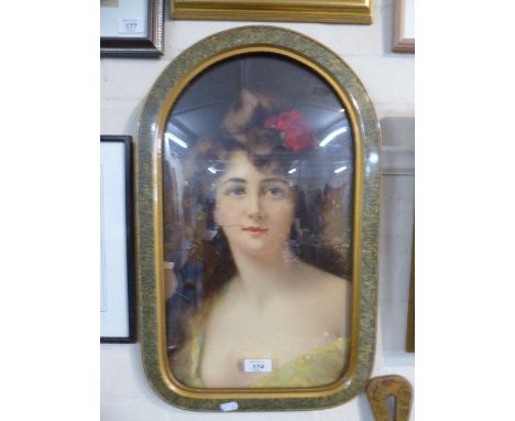 A Framed Print of a Victorian Maiden, Ripped