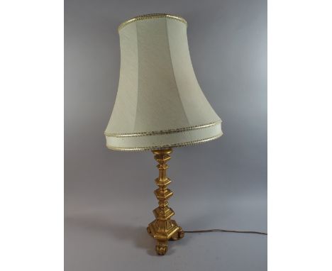 A Gilt Wood Table Lamp and Shade 