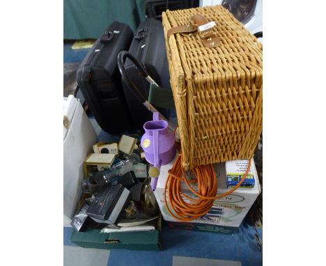 A Wicker Picnic Hamper, Folding Seat, Garden Shredder/ Vac etc
