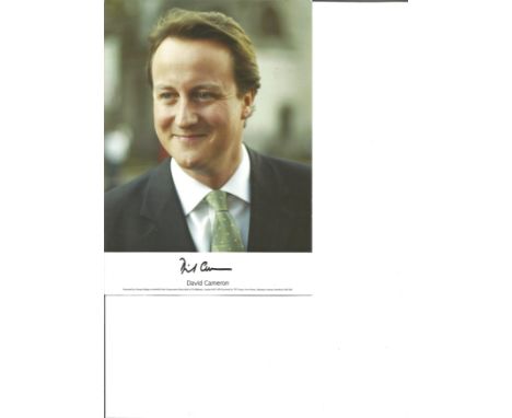 David Cameron former Prime Minister signed 8 x 6 inch portrait photo. Good Condition. All autographs are genuine hand signed 