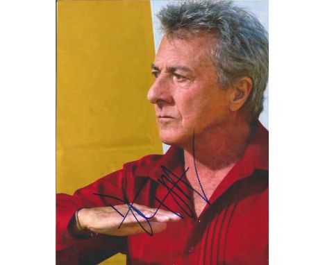 Dustin Hoffman signed 12 x 8 colour portrait photo. Good Condition. All autographs are genuine hand signed and come with a Ce