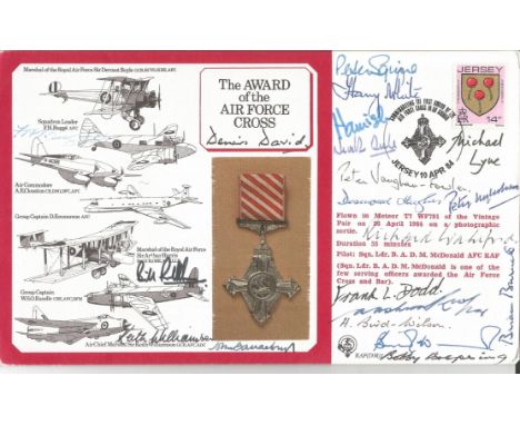 WW2 Award of Air Force Cross cover signed by 16 WW2 AFC medal winners. Includes Wg Cdr A Ashworth DSO DFC AFC. ACM Sir John B