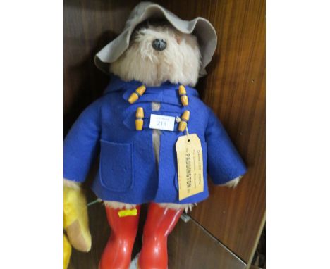 A VINTAGE PADDINGTON BEAR WITH TAG AND DUNLOP BOOTS APPROX HEIGHT 50CM