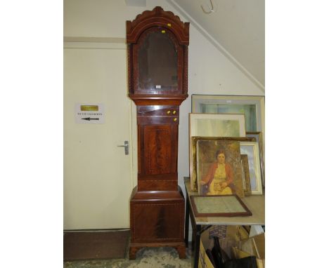 AN ANTIQUE MAHOGANY CASED LONGCASE CLOCK CASE (FOYER)