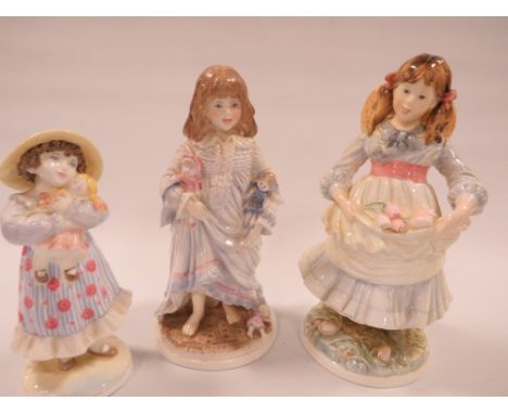 A ROYAL WORCESTER NSPCC LIMITED EDITION FIGURINE LULLABY WITH A COALPORT  CHILDHOOD JOY FIGURINE AND SMALL COALPORT FIGURINE 