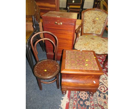 A TAMBOUR FILING CABINET, BENTWOOD CHAIR &amp; ANTIQUE COMMODE (3)