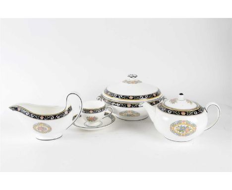 A Wedgwood 'Runnymede' coffee, tea and dinner service, pattern W4472 comprising coffee pot and cover, teapot and cover, eight