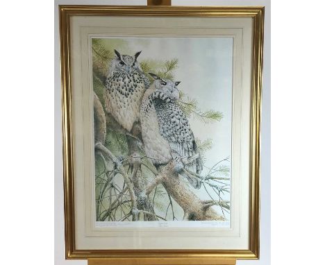 After Terence Lambert, Owls, signed, limited edition print, 71 x 51cm (I)