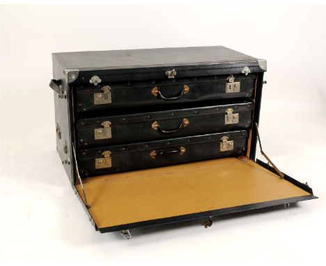 A collection of 20th century automobile effects to include a large 'Brooks Industria' locking luggage case box, in black stit