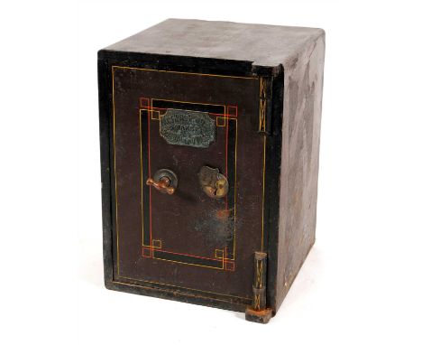 A small Victorian safe, with original painted finish, the hinged door with applied plate 'Arthur H Moss, Maker, Gornal, Dudle