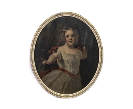SCOTTISH SCHOOL, OVAL PORTRAIT OF A YOUNG GIRL oil on canvas 79cm x 66cm Framed and under glass Label verso: James M'Oluee &a