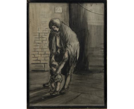 HARRY KEIR (SCOTTISH, 1902-1977), FIRST STEPS mixed media on paper, signed and dated '40 46cm x 34cm Framed and under glass
