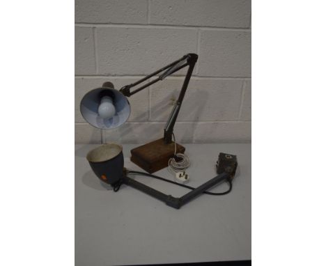 AN INDUSTRIAL DESK LAMP, and an Angle Poise style desk lamp (2)