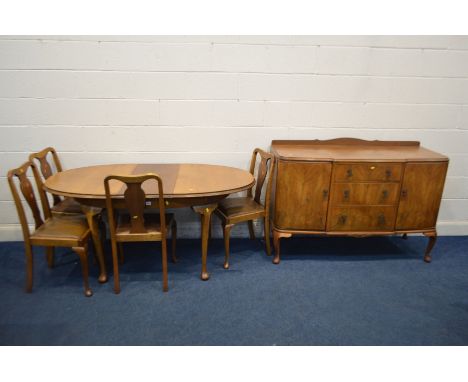 AN EARLY TO MID 20TH CENTURY WALNUT AND BEECH EXTENDING DINING TABLE with a single leaf and separate later games playing surf