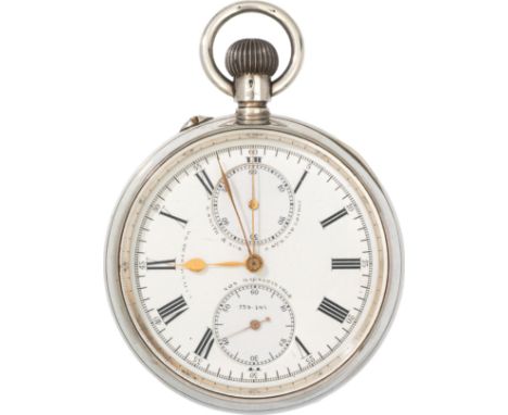 Taschenuhr mit ChronographSmith &amp; Son, London, Strand, Ende 19. Jh.Silber; Kronenaufzug; Emailzifferblatt mit kleiner Sek