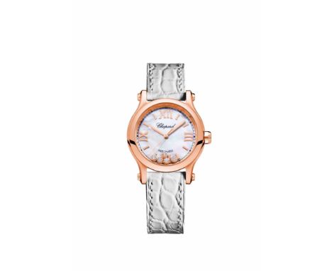 ChopardDamen-Armbanduhr "Happy Sport"Referenznr. "274893-5009"18kt Roségold; doppeltes Saphirglas, dazwischen 5 Diamanten zu 