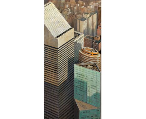 Richard HaasMidtown Diagonals (View of Citicorp Building)1999Öl auf Holz; gerahmt127 × 61 cmRückseitige Klebeetikette: David 