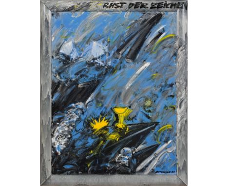 Christian Ludwig AtterseeRast der Zeichen1984Acryl und Lack auf Leinwand; gerahmt120 x 95 cmSigniert und datiert rechts unten