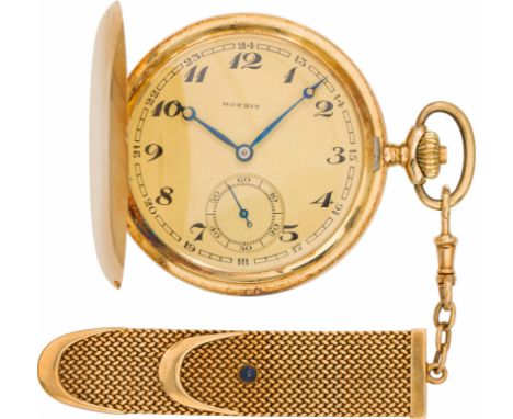 Taschenuhr mit ChatelaineMoeris, um 192014kt Gold; Kronenaufzug; goldfarbenes Zifferblatt mit kleiner Sekunde; Savonnette, In