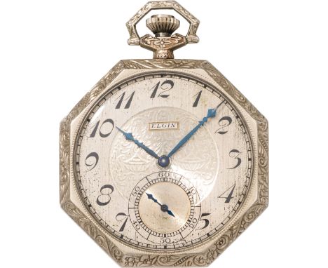 FrackuhrElgin National Watch Company, U.S.A., um 192014kt Weißgold; Kronenaufzug; fein graviertes Zifferblatt mit kleiner Sek