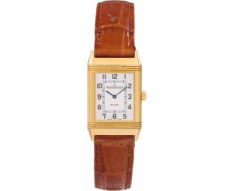 Jaeger-LeCoultre Armbanduhr "Reverso"Referenznr. "252.1.86"18kt Gold; Saphirglas, silberfarbenes Zifferblatt; drehbares Goldg