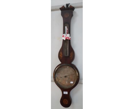 A George III mahogany barometer with inlaid marquetry decoration inscribed 'G.B. Giobbio'  