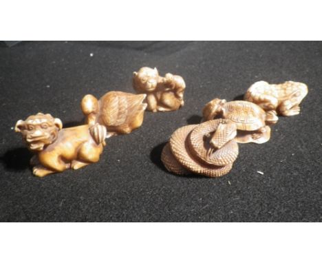 A collection of six Netsuke type ornaments 