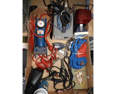 Box of Tools - Bike Lamps, Foot Pump etc 