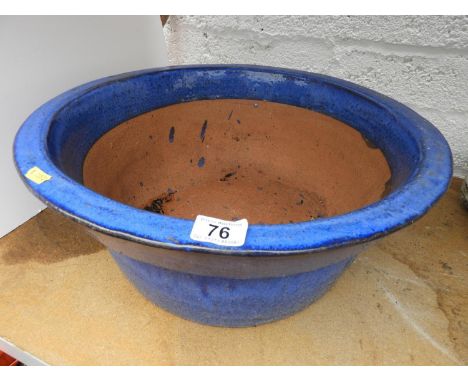 Blue Circular Glazed Planter 