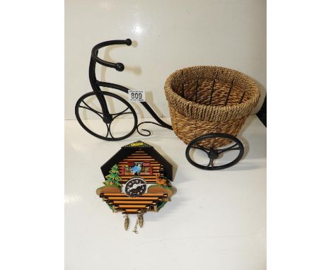 Basket Planter and Cuckoo Clock 