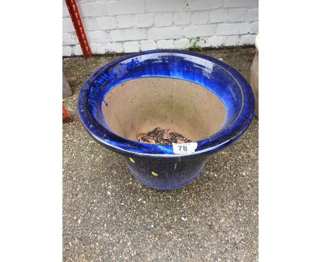 Large Blue Glazed Garden Planter 