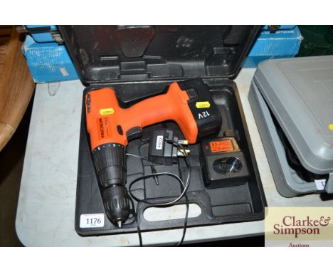 A Precision tools cordless drill in fitted case