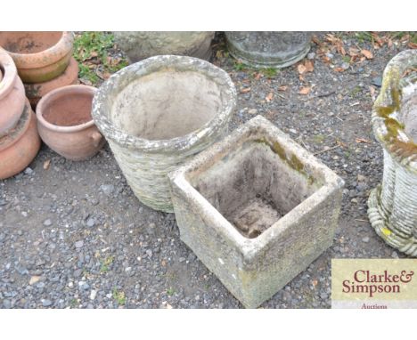 A Willow stone concrete planter together with one other concrete planter