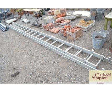 An aluminium extending ladder