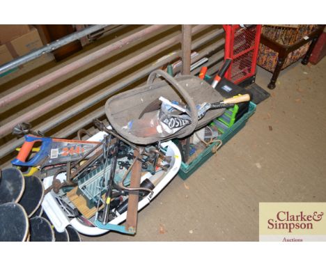 Two plastic trays and contents of various hand tools etc