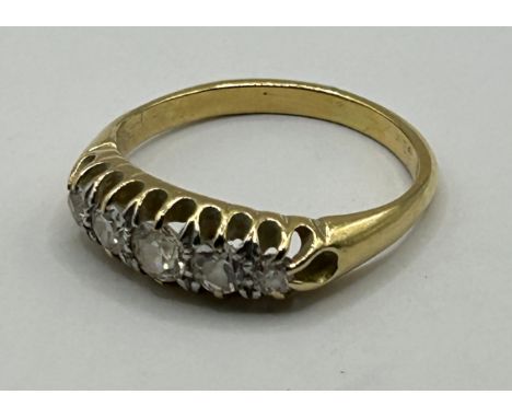 A diamond five stone ring, ring size N