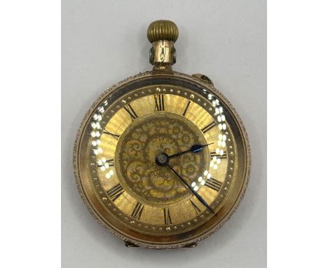 A ladies 14ct gold fob watch, 26 g (all in)Not running