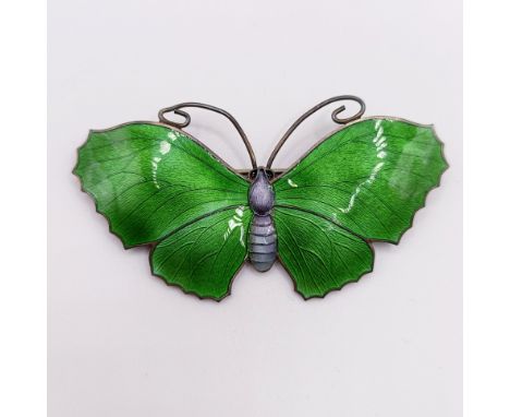 A Norwegian silver and enamel butterfly brooch, James Anderson, 65 mm diameter