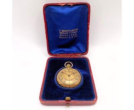 A late 19th century ladies 15ct gold fob watch, cased