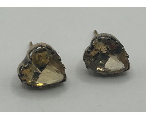 A pair of citrine stud earrings