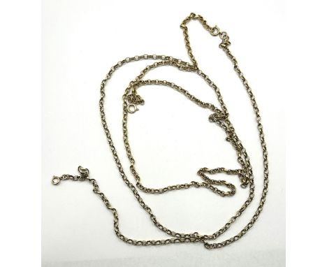 A 9ct gold long guard chain,&nbsp;29 g,144 cm long, can be worn as two separate chains, a clasp has been added
