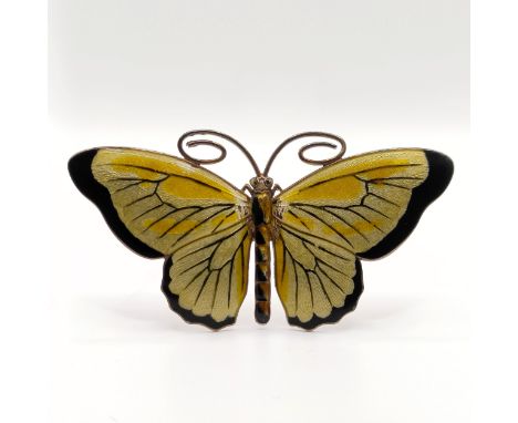A sterling silver and enamel butterfly brooch, makers mark TM, 80 mm wide
