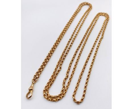 A 15ct gold guard chain, 30.8 g140 cm approx. length, clasp marked 15 ct also