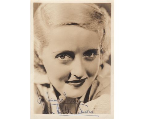 ACTRESSES: Bette Davis (1908-1989) American Actress, Academy Award winner. Vintage signed and inscribed sepia 5 x 7 photograp