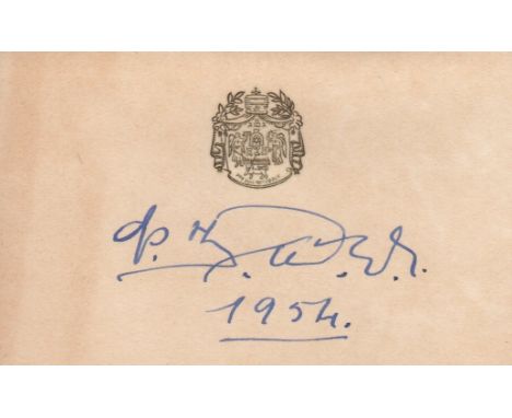 HAILE SELASSIE I: (1892-1975) Ethiopian Regent 1916-30 and Emperor 1930-74. Vintage bold blue fountain pen ink signature and 
